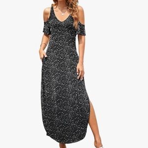 Elegant Black Cold Shoulder Maxi Dress